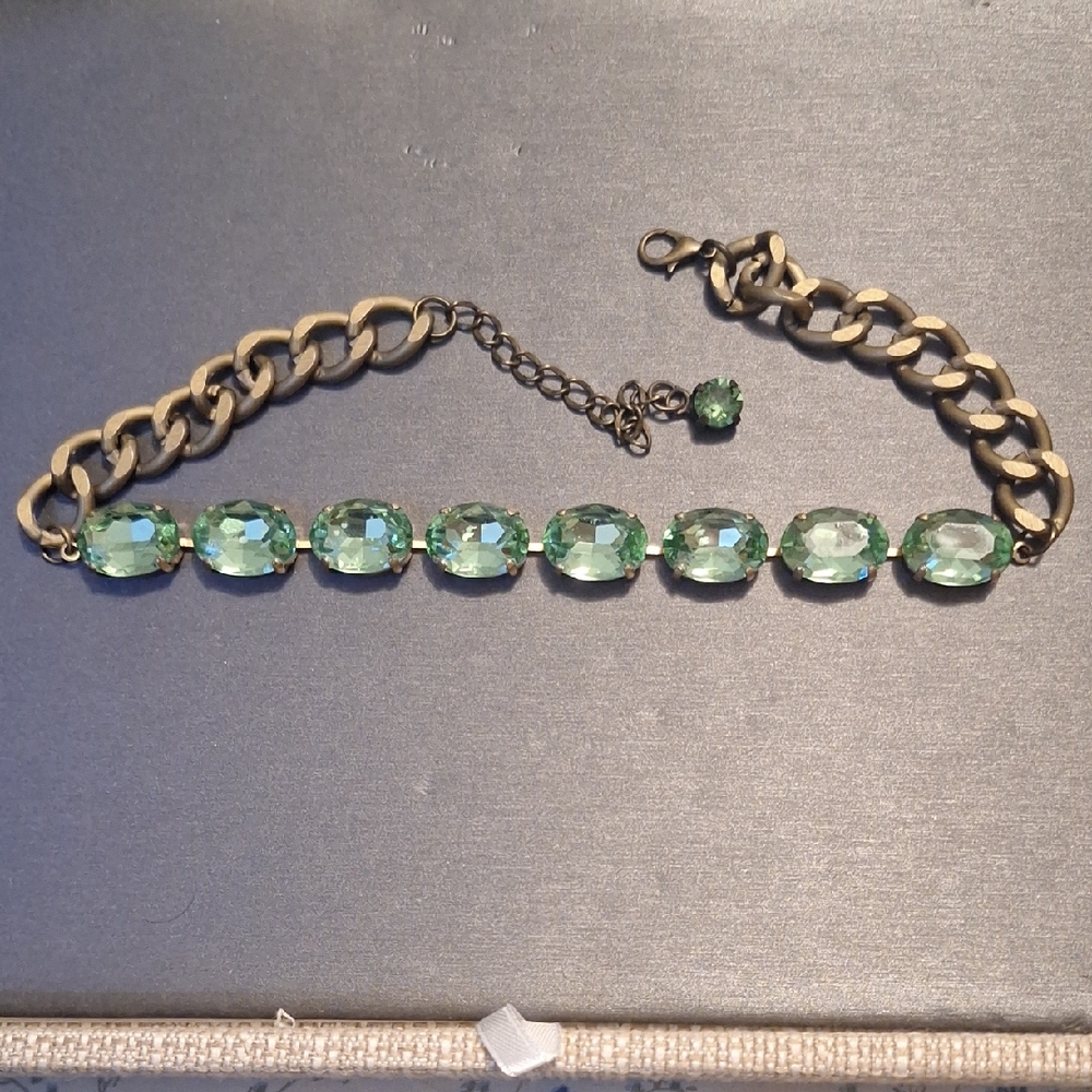 Mint Green Chrysolite and Gold Choker